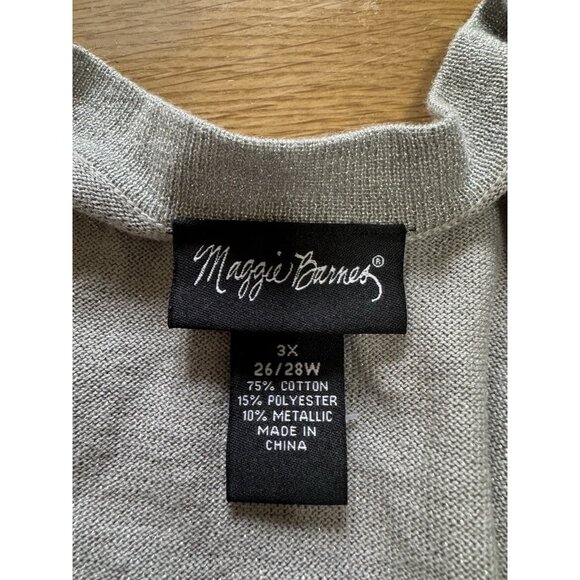 Maggie Barnes Sz 3X Flowy Open Cardigan Sweater‎ One Button Metallic Classic NWT - Picture 3 of 13